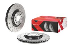 Brake Rotor, Brembo, Vented, Cross-Drilled Surface, 13.39 in. Diameter, Iron, UV-Coated, Audi, Each