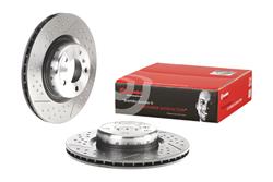 Brake Rotor, Brembo, Vented, Cross-Drilled and Slotted Surface, 13.58 in. Diameter, Iron, UV-Coated, BMW, Each
