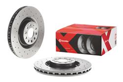 Brake Rotor, Brembo, Vented, Cross-Drilled Surface, 13.58 in. Diameter, Iron, UV-Coated, Volkswagen, Each