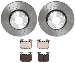 Brake Rotor and Pad Combos, Front, Cross-drilled and Slotted Surface Rotors, UV-coated, Ceramic Pads, BMW, Kit
