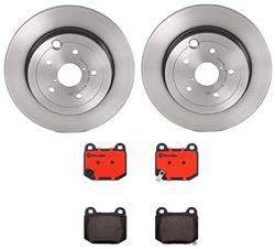 Brake Rotor and Pad Combos, Solid Surface, Iron, UV-coated, 12.44 in. O.D., Ceramic Pads, Rear, Subaru, Kit
