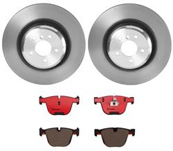 Brake Rotor and Pad Combos, Rear, Solid Surface Rotors, UV-coated, Ceramic Pads, BMW, Kit