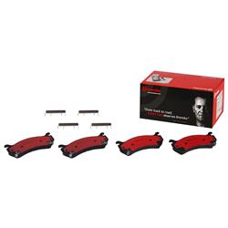 Brake Pads, Brembo, NAO Ceramic, Integrally Molded, Shims, with Hardware, Cadillac, Set