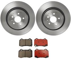 Brake Rotor and Pad Combos, Rear, Dimpled Surface Rotors, UV-coated, Ceramic Pads, Tesla, Kit