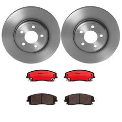 Brake Rotor and Pad Combos, Front, Solid Surface Rotors, UV-coated, Ceramic Pads, Models with 4-wheel ABS Only, Chrysler, Dodge, Kit