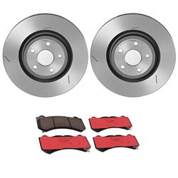 Brake Rotor and Pad Combos, Front, Slotted Surface Rotors, UV-coated, Ceramic Pads, Dodge, Jeep, Kit