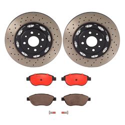 Brake Rotor and Pad Combos, Front, Cross-drilled Surface Rotors, UV-coated, Ceramic Pads, Fiat, Kit