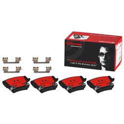 Brake Pads, Brembo, NAO Ceramic, Integrally Molded, Shims, with Hardware, Chrysler, Set