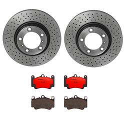 Brake Rotor and Pad Combos, Front, Cross-drilled Surface Rotors, UV-coated, Ceramic Pads, Porsche, Kit