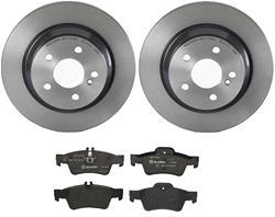Brake Rotors/Pads, Solid, Iron, UV-Coated, Rear, Mercedes-Benz, Kit