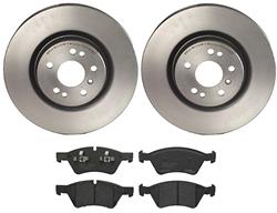 Brake Rotors/Pads, Solid, Iron, UV-Coated, Front, Mercedes-Benz, Kit