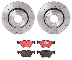 Brake Rotors/Pads, Drilled/Slotted, Iron, UV-Coated, Front, BMW, Kit