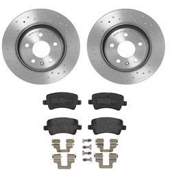 Brake Rotors/Pads, Drilled/Slotted, Iron, UV-Coated, Rear, Land Rover, Kit