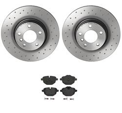 Brake Rotors/Pads, Drilled/Slotted, Iron, UV-Coated, Rear, BMW, Kit