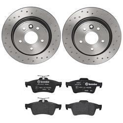 Brake Rotors/Pads, Drilled/Slotted, Iron, UV-Coated, Rear, Volvo, Kit