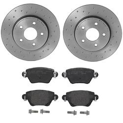 Brake Rotors/Pads, Drilled/Slotted, Iron, UV-Coated, Rear, Jaguar, Kit