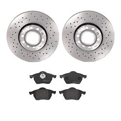 Brake Rotors/Pads, Drilled/Slotted, Iron, UV-Coated, Front, Audi, Kit