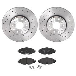 Brake Rotors/Pads, Drilled/Slotted, Iron, UV-Coated, Front, Volkswagen, Kit
