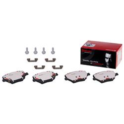 Brake Pads, Brembo, NAO Ceramic, Integrally Molded, Shims, with Hardware, Fiat, Set