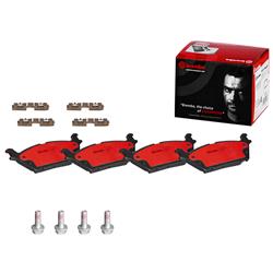 Brake Pads, Brembo, NAO Ceramic, Integrally Molded, Shims, with Hardware, Ford, Set