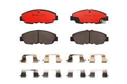 Brake Pads, Brembo, NAO Ceramic, Integrally Molded, Shims, with Hardware, For use on Honda®, Set