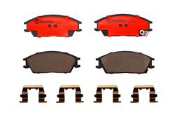 Brake Pads, Brembo, NAO Ceramic, Integrally Molded, Shims, with Hardware, For Hyundai, Set