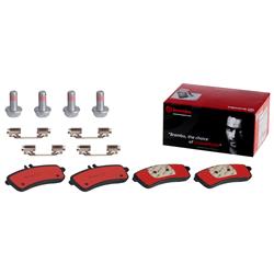 Brake Pads, Brembo, NAO Ceramic, Integrally Molded, Shims, with Hardware, Mercedes-Benz, Set