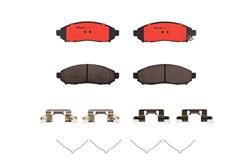 Brake Pads, Brembo, NAO Ceramic, Integrally Molded, Shims, with Hardware, For Nissan, Set
