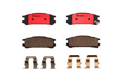 Brake Pads, Brembo, NAO Ceramic, Integrally Molded, Shims, with Hardware, Subaru, Set