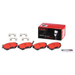 Brake Pads, Brembo, NAO Ceramic, Integrally Molded, Shims, with Hardware, Saab, Set