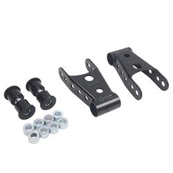 Shackles, 1-2 in. Drop, 3.000 Width, Rubber Bushings, Black, Ford, Pair