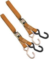 Tie-Down Straps, 1,200 lbs. Working Load Rating, 1 in. Width, 6 ft. Length, Orange, Cambuckle, S-hook, Pair