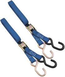 Tie-Down Straps, 1,200 lbs. Working Load Rating, 1 in. Width, 6 ft. Length, Blue, Cambuckle, S-hook, Pair