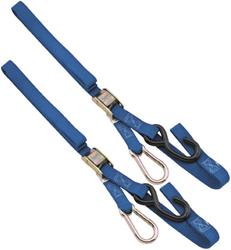 Tie-Down Straps, 1,200 lbs. Rating, 1 in. Width, 7 ft. Length, Blue, Cambuckle, S-hook/SwivelCarabiner, Pair