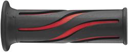 Grips, Wave, Rubber, Black/Red, 120mm Length, Twist Throttle Compatible, 7/8 in. Bar Diameter, Pair