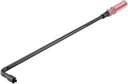 Screwdriver, Adjustment, Extra Reach, Steel, Black, Clear/Red Plastic Handle, Each