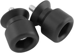 Swingarm Spools, Rear, Plastic, Steel, Black, 8mm Thread, for use on Honda®, Suzuki, Pair