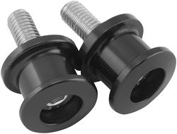 Swingarm Spools, Rear, Aluminum, Black Anodized, 8mm Thread, for use on Honda®, Suzuki, Pair