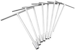 T-Handle Wrenches, Steel, Chrome, Set of 8