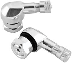 Valve Stems, Bolt-on, Angled, Aluminum, Chrome Plated, 8.30mm Wheel Hole, Pair