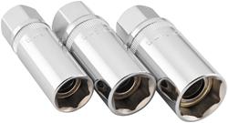 Spark Plug Sockets, 3 Pieces, Steel, Chrome, 5/8 in. Drive, 16mm, 18mm, 21mm, Set