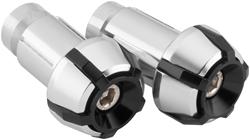 Handlebar Ends, Anti-Vibration, Aluminum, Silver Anodized, Black Accents, Pair