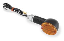 Turn Signals, Mini-Stalk, Front, Round, Clear Bulb, Amber Lens, Black Housing, Pair