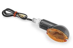 Turn Signals, Mini-Stalk, Front, Oval, Clear Bulb, Amber Lens, Carbon Fiber Finish Housing, Pair