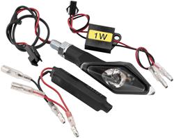 Turn Signals, Alien Angle, Front, Diamond, Resistors, Amber LED, Clear Lens, Black Housing, Pair