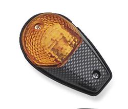 Marker Lights, Mini, Flush Mount, Teardrop, Clear Bulb, Amber Lens, Carbon Finish Housing, Pair