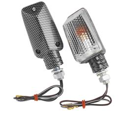 Marker Lights, Mini Stalk, Rectangular, Amber Bulb, Clear Lens, Carbon Finish Housing, Pair