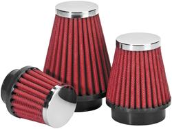 Air Filter, Pod, Conical Flanged, Cotton/Steel Mesh, Red, 1.850 in. Inlet Flange I.D., 2.559 in. Length, Each