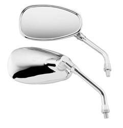 Mirror, OE Replacement, Left Side, Flat, Manual Adjustment, Chrome Housing, Yamaha, Each