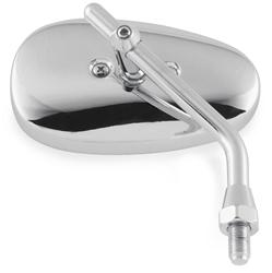 Side Mirror, Classic Cruiser, Oval, Custom, Flat, Manual Adjustment, Chrome Housing, Each